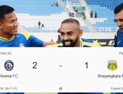 Arema FC Raih Kemenangan Dramatis atas Bhayangkara FC, Puncaki Klasemen