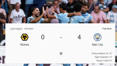 Manchester City Menang Telak atas Wolverhampton